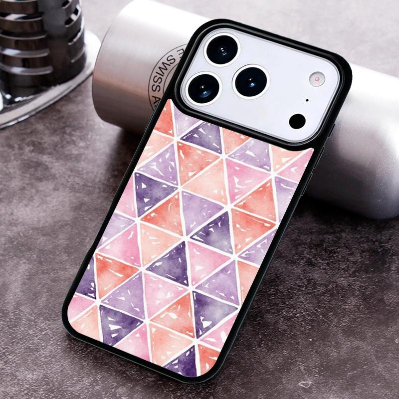 Watercolor Triangle Pattern Phone Case For iPhone 17,16e,15,14,13,12,11,Mini,Pro,MAX soft Silicone Cover