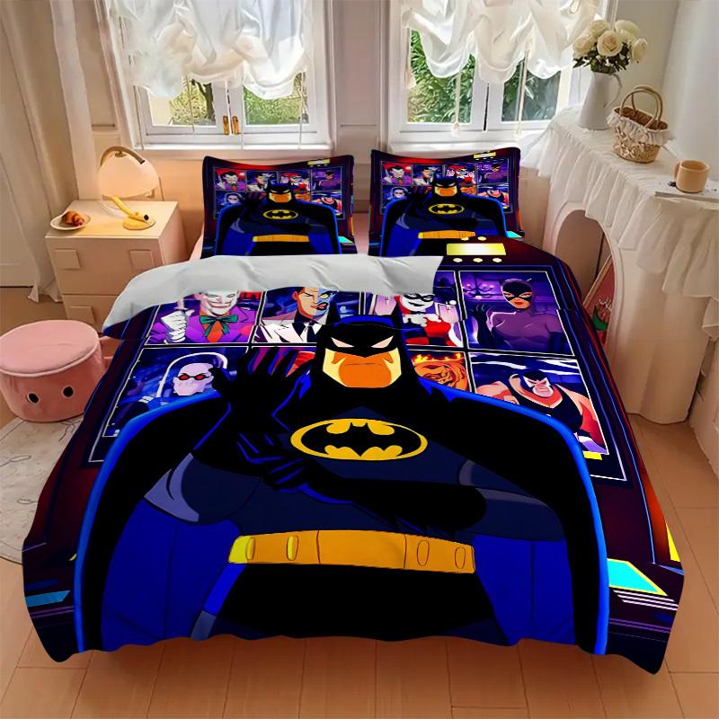 3pcs Batman Duvet Cover Set, 1 Duvet Cover + 2 Pillowcases (No Insert), High-Definition Print for All Seasons,Durable yy251103051