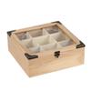Tea Storage Box with Glass Lid Divided Interior for Kitchen
