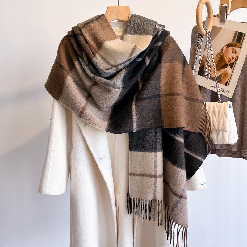 

Красный клетчатый шарф из чистой шерсти женский зимний подарок для мамы шарф из кашемира премиум-класса бордовая шаль