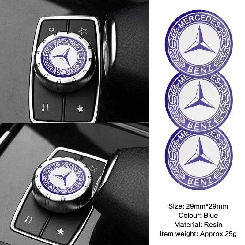 2025 For Mercedes-Benz 1pcs 29mm Car Small Media Control Sticker For Mercedes Benz A C E R M class CLA GLA AMG W204 W210 W124 W