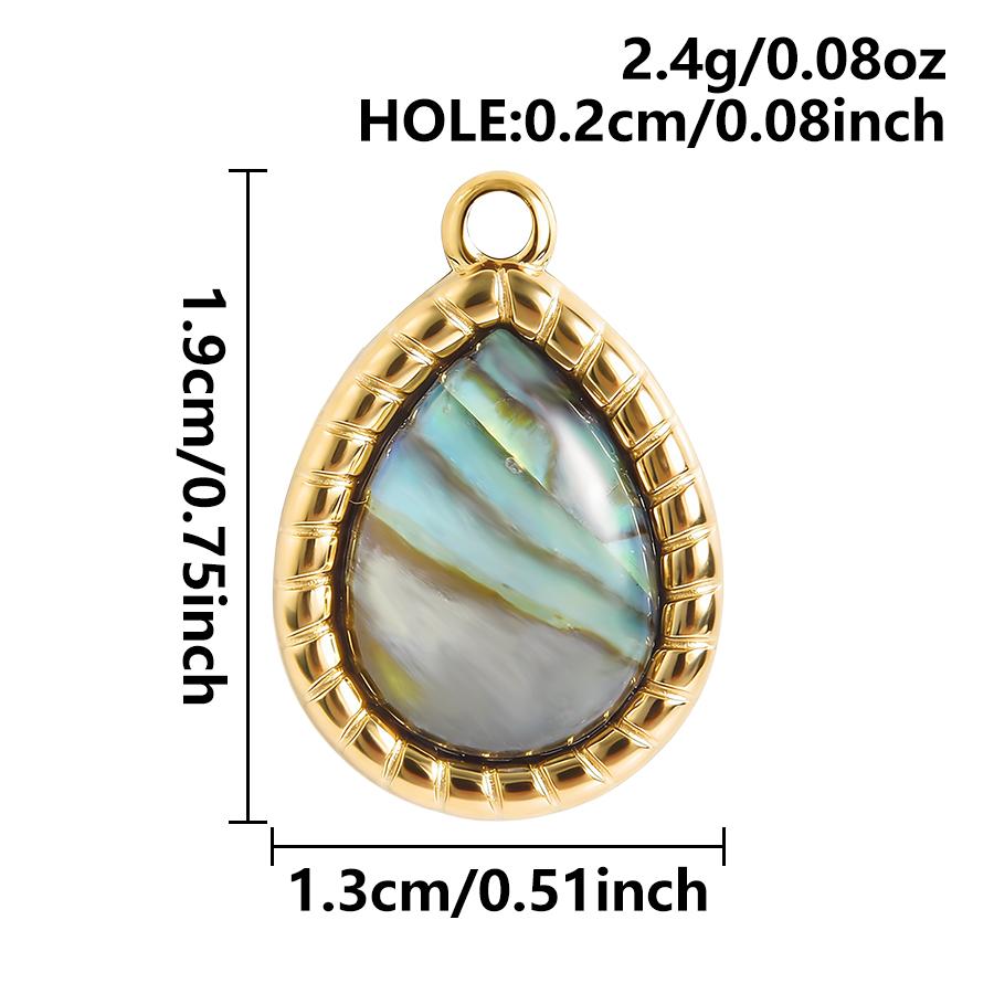 3pcs Geometric Charm Real Abalone Shell Stainless Steel Pendants For Jewelry Making Supplies Rectangle Round Pendant DIY Finding