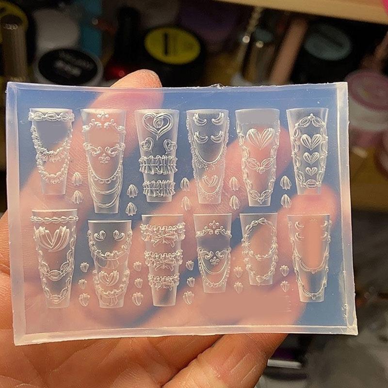 Professional Silicone Nail Mold Intricate Carved Details Easy Demolding For Resin Crafts DIY Nail Accessories