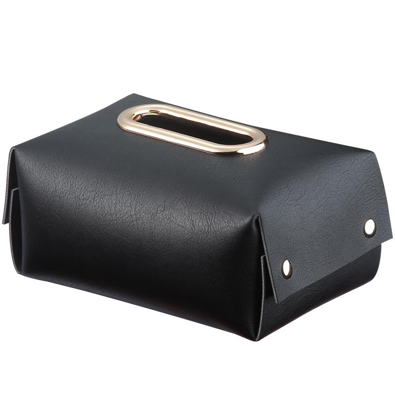 J Nordic style simple modern design living room central table Napkin Holder hand made leather tissue box  Paper Case storage box