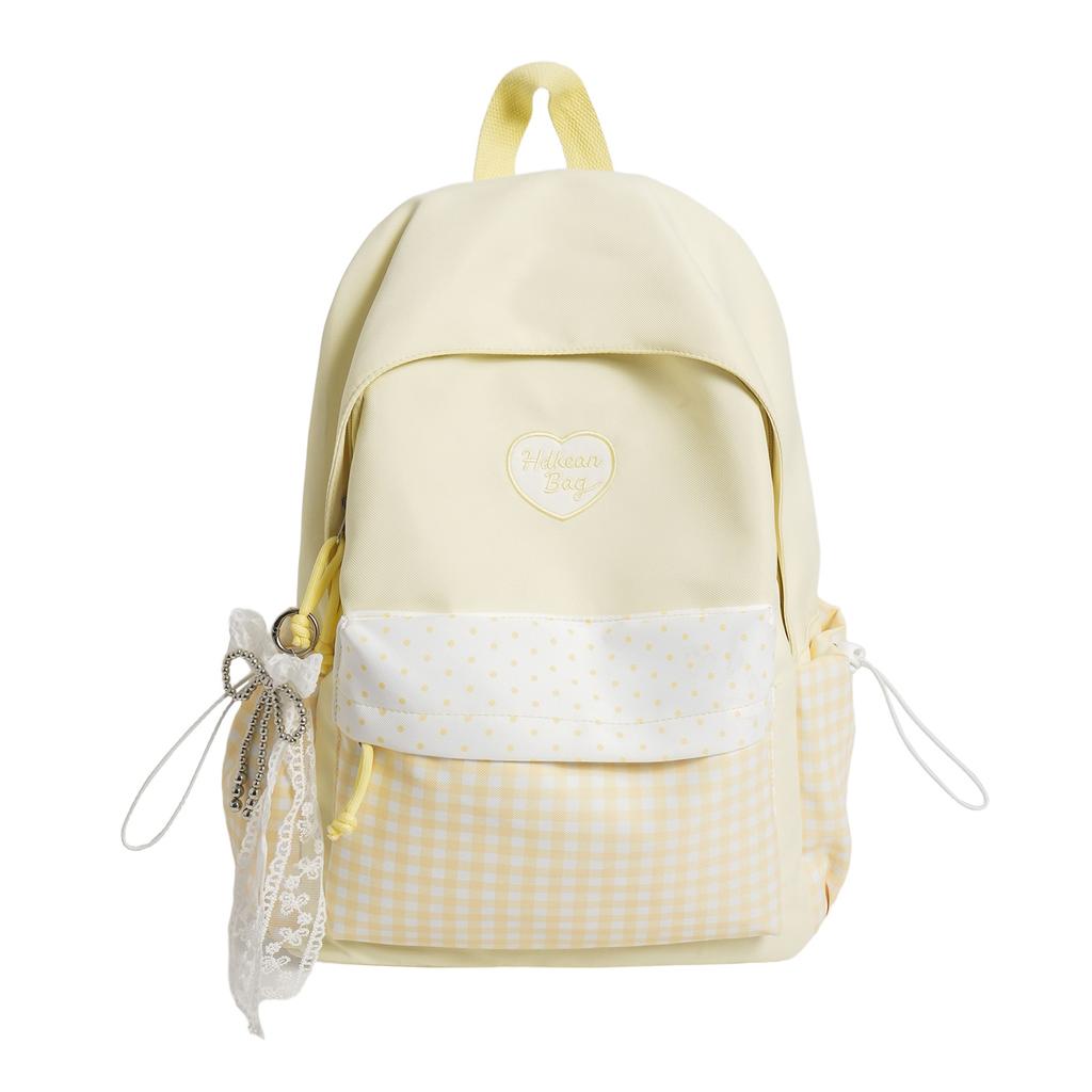 Schoolbag Clear Ice Blue Plaid Splicing Milk Fufu Student Party Schoolbag Day Korean Sweet Sister Holiday Girlfriends Travel Small Backpack