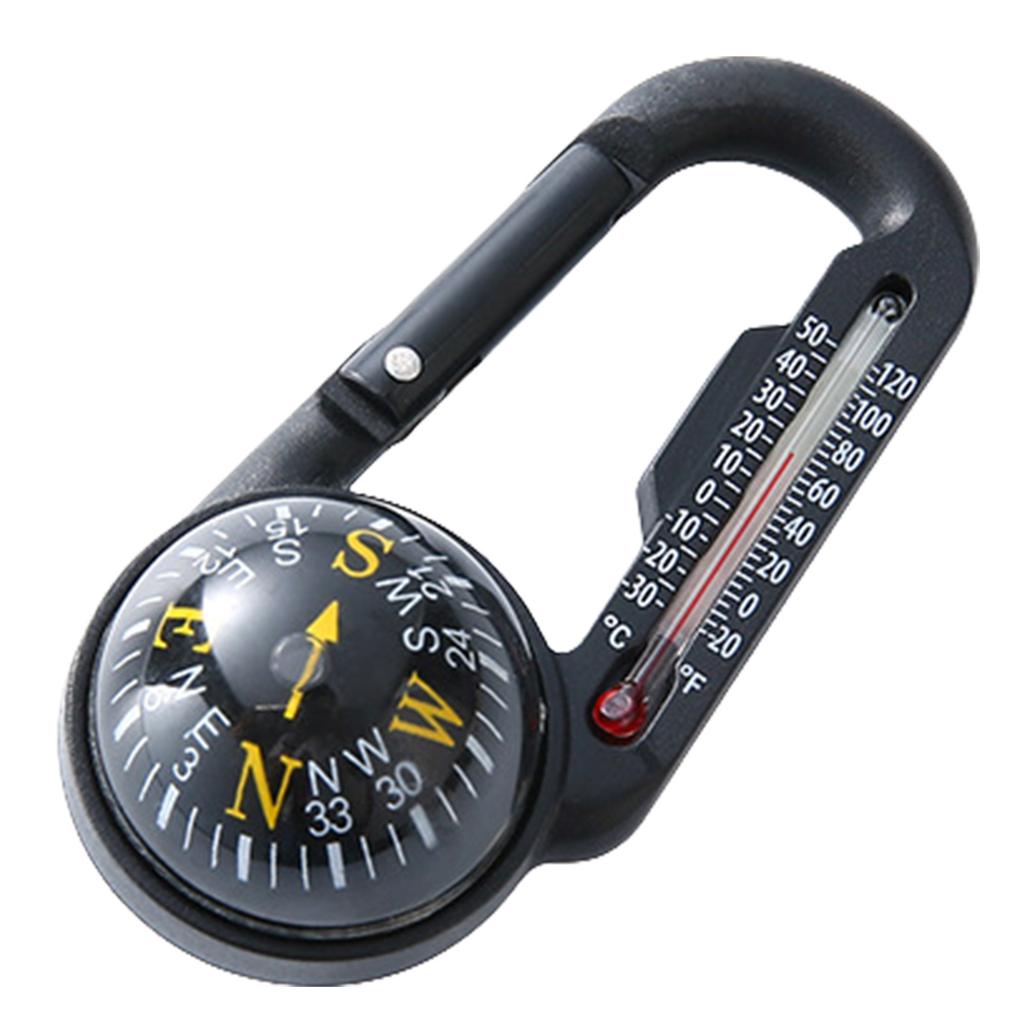 Outdoor Mountaineering Buckle Keys Hook Portable Multifunctional Carabiner with Compasses & Thermometer Camping Accessory