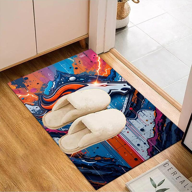 Denver Broncos Logo Rug Game Carpet, Floor Mat for Bedroom Living Room Entryway Rug, Home Decor Idea Gift for Christmas Birthday