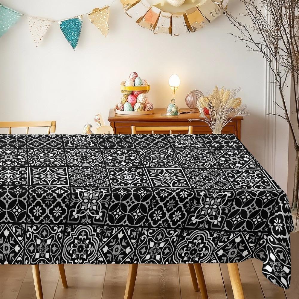 Geometric Pattern Rectangle Table Cloth for Table Decor Kitchen Dining Waterproof Reusable Tablecloth for Table Party Picnic
