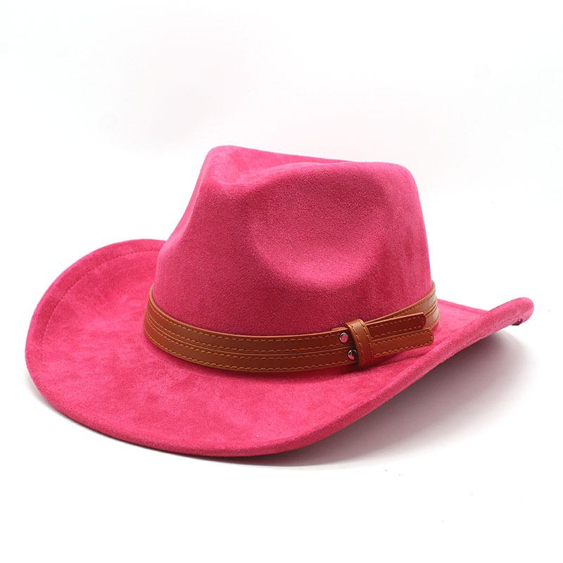 Suede Top Hat Ethnic Style Western Cowboy Top Hat Rolled Brim Vintage Riding Hat Felt Hat