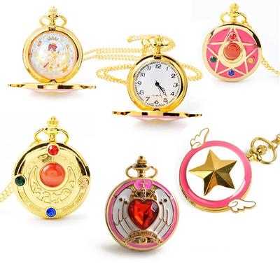 Cartoon Anime Sakura Pocket Watch Women Quartz Watches Pendant Accessories