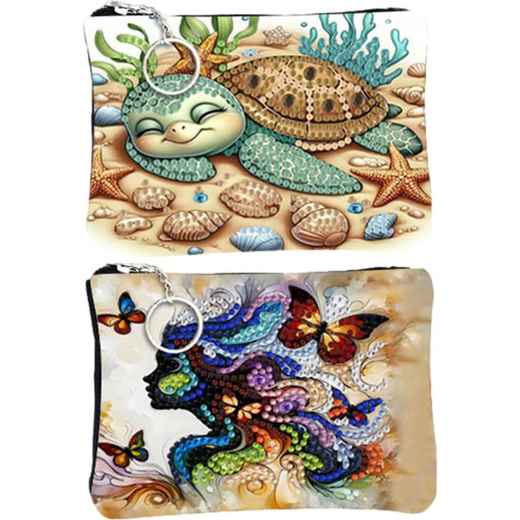 DIY Diamond Painting Bling Rhinestone Makeup Bag Zipper Closure Diamond Dot Diamond Card Pack Large Capacity for Home Decor Gift