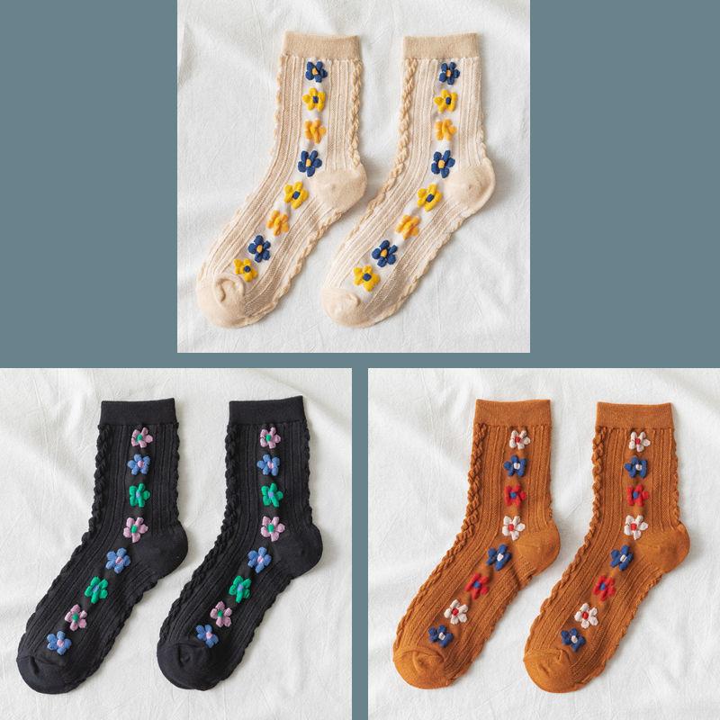 1/2/3 STÜCK Lustige Damen Socken Niedliche Frühling und Herbst Winter Japanische Harajuku Blumen Socken Mode Retro College Stil Liebliches Mädchen Hot Sell