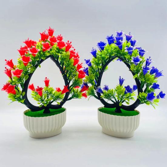 Artificial Bonsai Realistic Fresh-keeping Plastic Elegant Fake Wedding Lily Flower with Pot