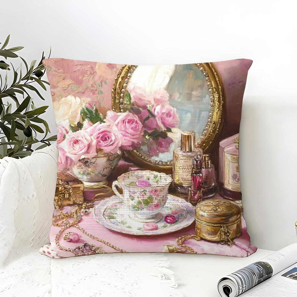 Classic Reto Oil Painting Girl  Pillow Case Linen Pillow Case Sofa Home Decor Cushion Cover Cushion Cove