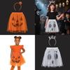 Halloween Ghost Face Pumpkin Veil Dress And Headband Set For Cosplay Dress Up Kids And Adults