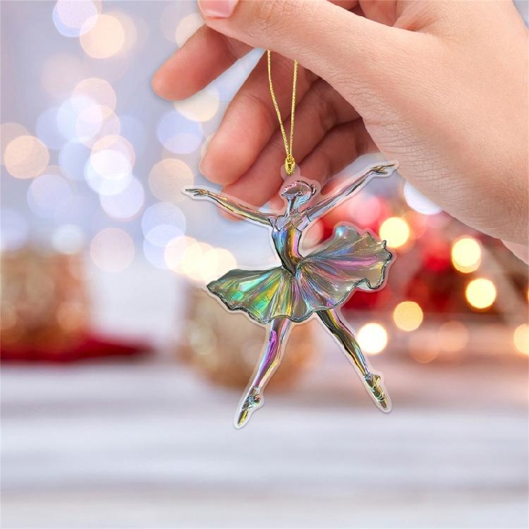 Set Of 5 Ballet Dancer 2D Ornament Acrylic Pendants Christmas Tree Decoration Handmade Jewelry for Dance Enthusiasts