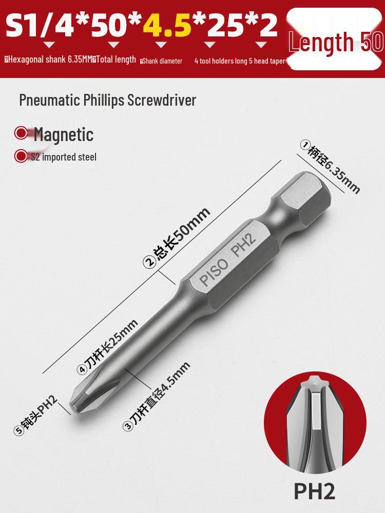 Hexagonal Magnetic Pneumatic Air Screwdriver, S2 1/4 Electric Bit Set