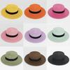 20 Color Square Buckle Round Straw Hat Summer Travel Sunshade Breathable Cap