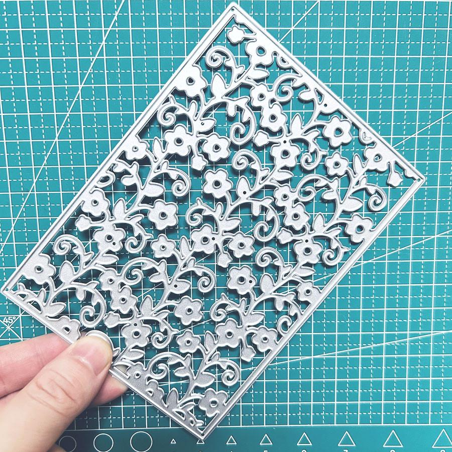 Flower Background Frame Metal Cutting Dies Stencil for DIY Scrapbooking Photo Album Embossing Paper Cards Crafts Diecuts