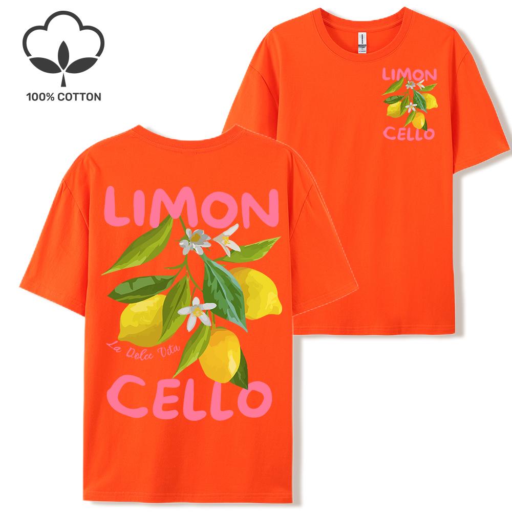 Lemon Fruits Cello Pink Letter Print Woman T Shirts Cotton Multicolor T Shirt Hip Hop Summer Short Sleeve Y2K Womens Streetwear