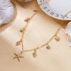 Bohemian Zircon Starfish Shell Conch Pendant Necklace for Women Imitation Pearl Turtle Metal Chain Choker Beach Vacation Jewelry
