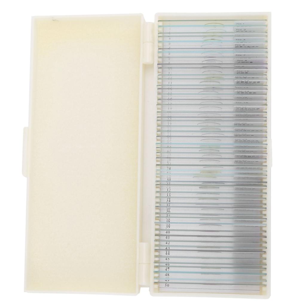 50 szt. Gotowe szkiełka mikroskopowe z próbkami mikrobiologicznymi w pudełku do przechowywania