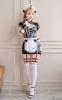 Maid Leather Maid Clothes Cosplay Costume Halloween Cosplay Costume Outfit Fancy Dress Marie Moon 8 Piece Set [Malymoon] [9748] (Black)
