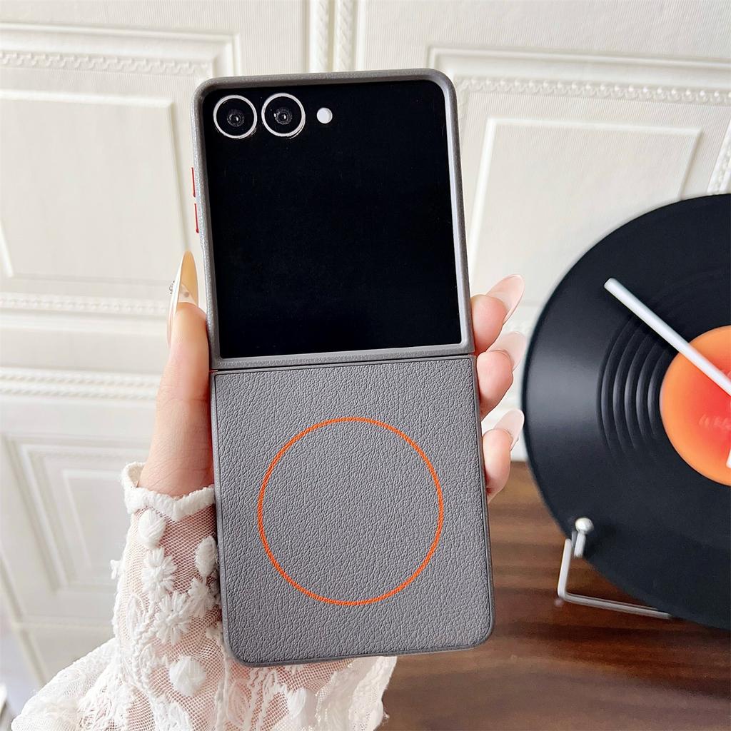 For Samsung Galaxy Z Flip7 5G Magnetic Case Leather + PC Phone Cover
