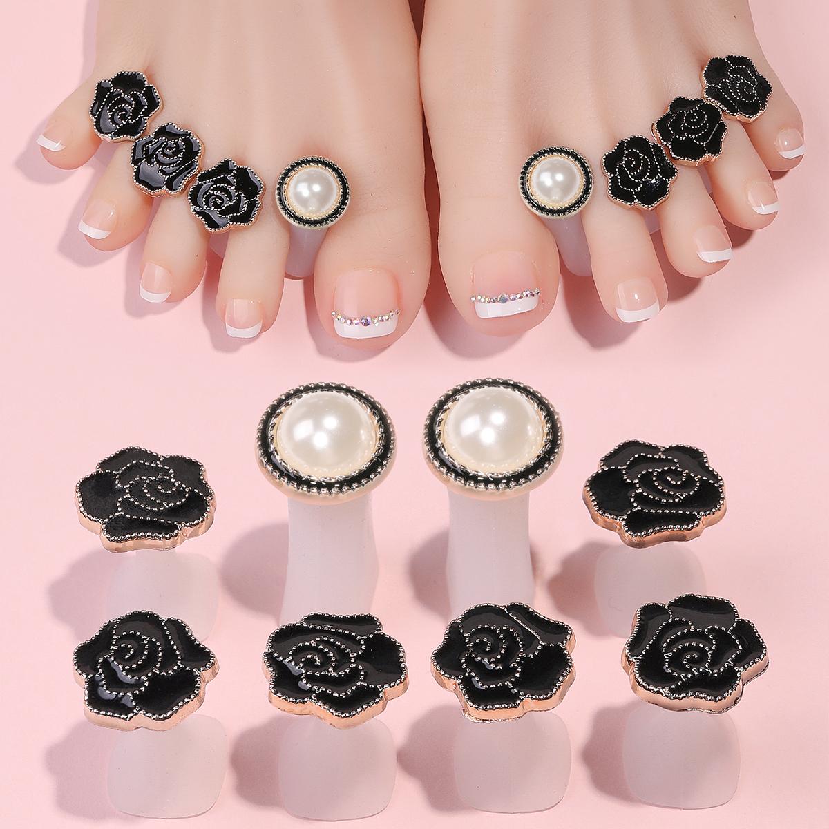 

8 шт. Черная роза силиконовый разделитель для пальцев ног милый мягкий набор инструментов для педикюра разделители для пальцев ног для ног наносите лак для ногтей и ремонтируйте ногти чёрный