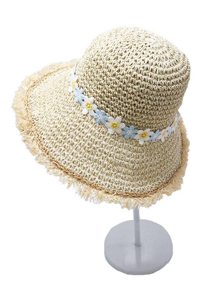 Crochet Straw Hat for Women Summer Handmade Hollow Out Panama Raffia Paper Tassel Edge Beach Hats UV Protect Foldable Sun Visor