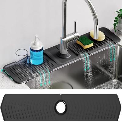 Kitchen Long Silicone Sink Faucet Mat Splash Guard Bathroom Absorbent Sink Splash Pad Countertop Protectors Mat Kitchen Gadgets