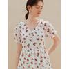 INMAN French V-Neck Floral Print Midi Dress