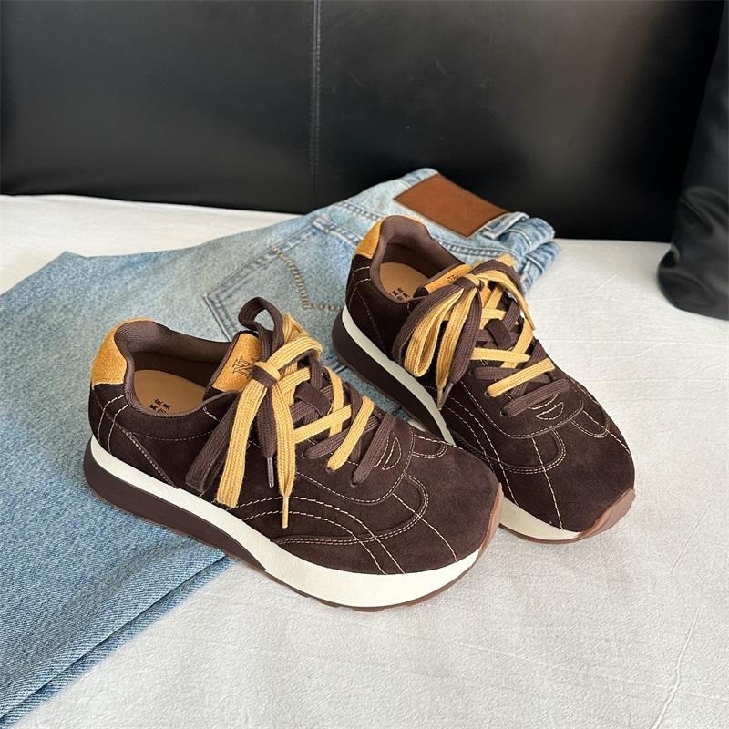 

Autumn new leather thick-soled heightening women s versatile ancient lace-up casual sports shoes 39