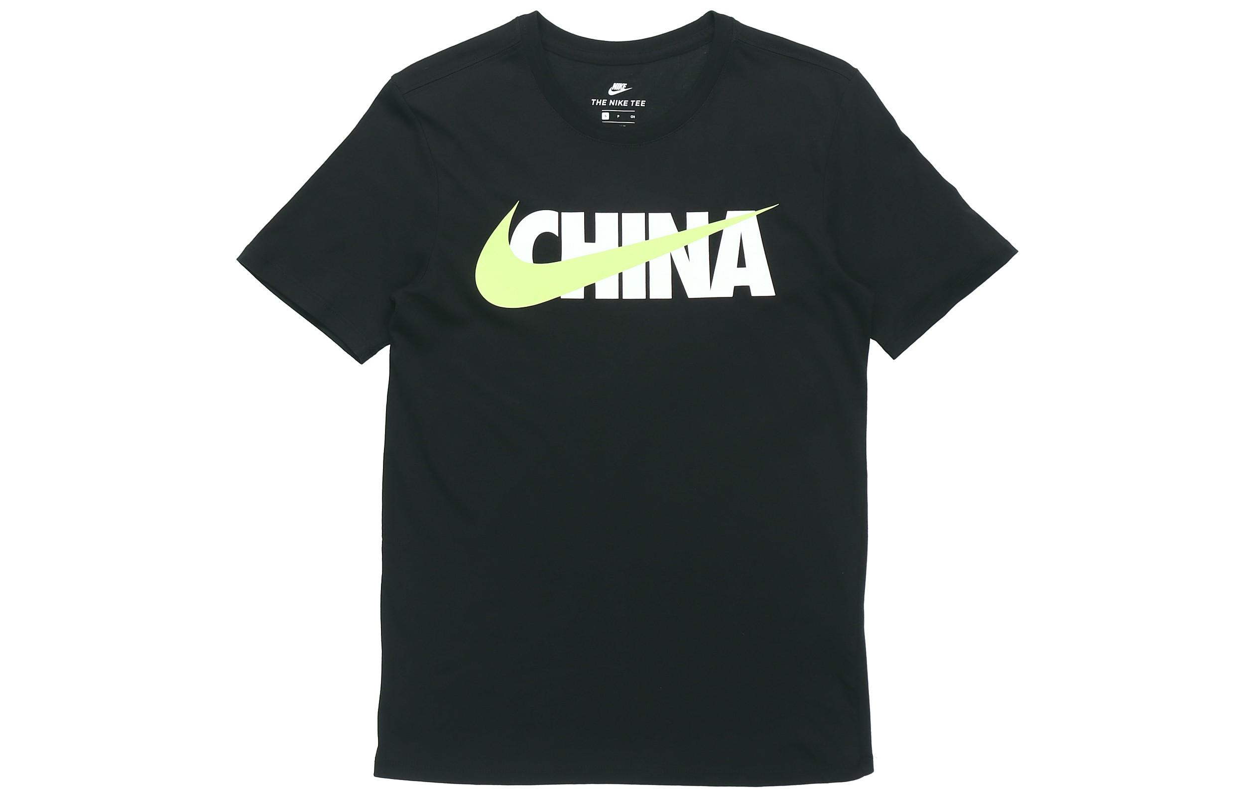 

Nike T Shirts Men s Black Crew Neck Moderate Straight Fit AQ5189-017 L