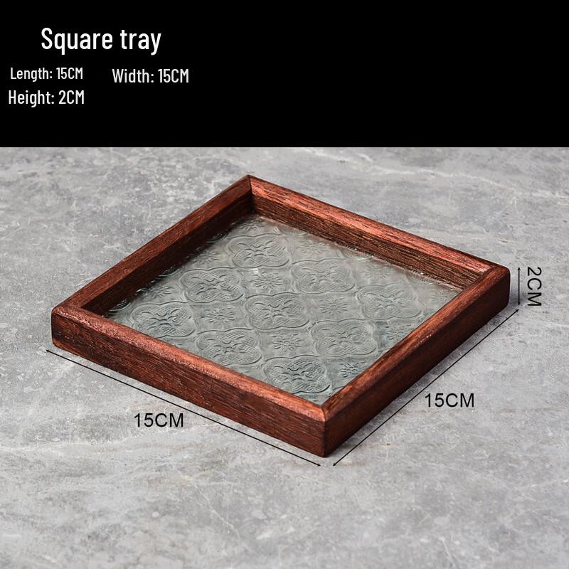 Yangge Begonia Embossed Glass Tea Tray