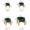 1800ml Big Dogs Bowl Double Ceramic Elevated Pet Food Water Feeders Small Medium Large Dog Feeding Supplies with Wooden Stand