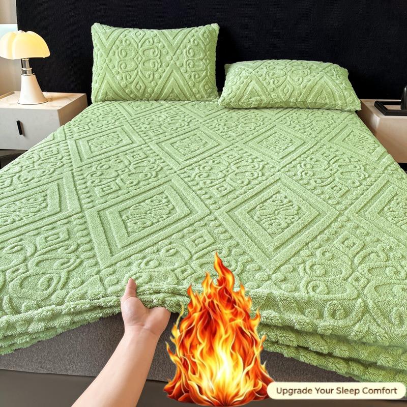 Autumn and Winter New Tafu Velvet Bed Sheet Winter Thickened Bed Sheet Three Piece Set Milk Velvet Mattress Protective Cover