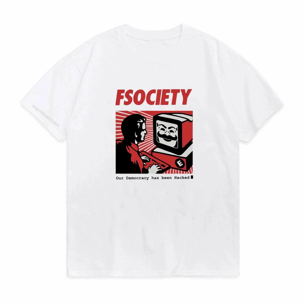 Vintage Vtipné Tričko Mr Robot Unisex 100% Bavlna Fsociety Tričko Krátký Rukáv F Society Hacker Tričko Vrcholy Geeki Tričko Oblečení Dárek