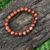 Bracciale con Perle Rotonde in Pietra Naturale Diaspro Rosso da 8 mm Bracciale Elastico da 7,5" Per la Tua Persona Amata RBB-13