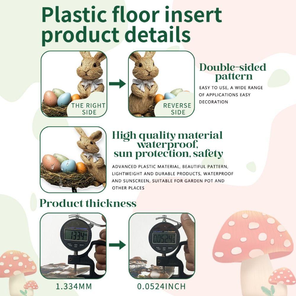 Cute Garden Rabbit Stakes Handmade Easter Egg Figurines Simple Easter Bunny Ornaments  Photo Props