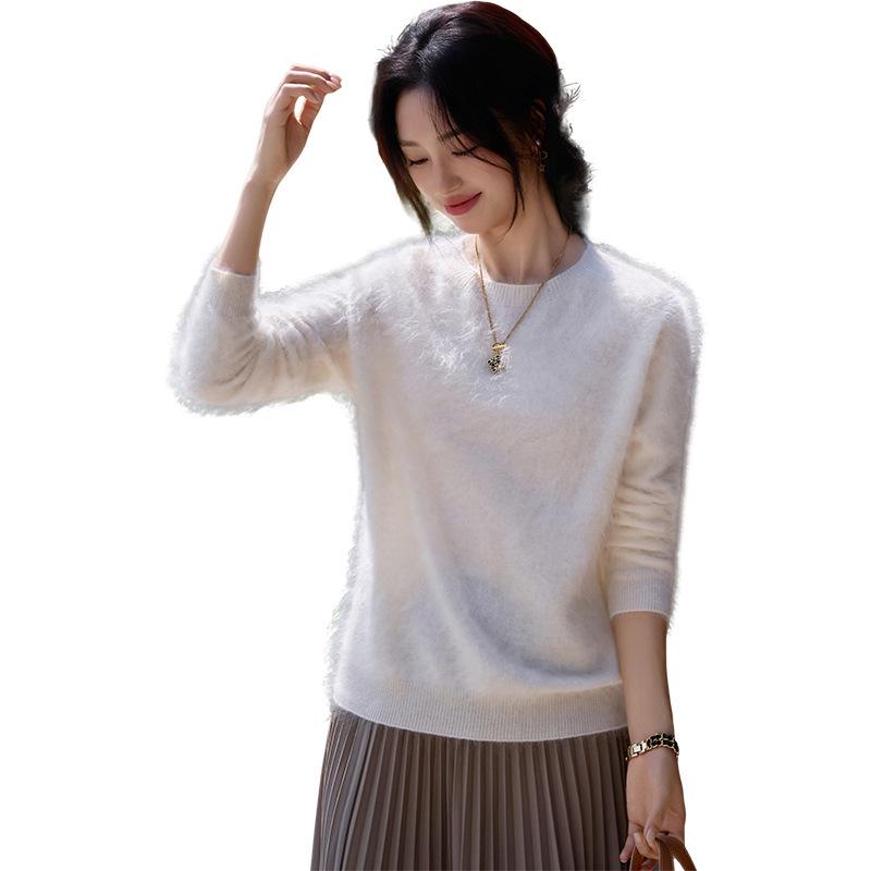 Women's Seamless Brushed Wool Cashmere Sweater - Ready-to-Wear Knitwear Base Layer
