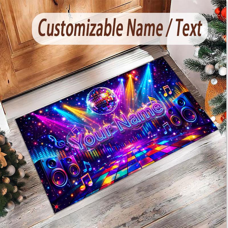 Celebration Theme Soft Crystal Velvet Rug Custom Name & Text Print Non Slip Floor Rug for Bedroom Living Room