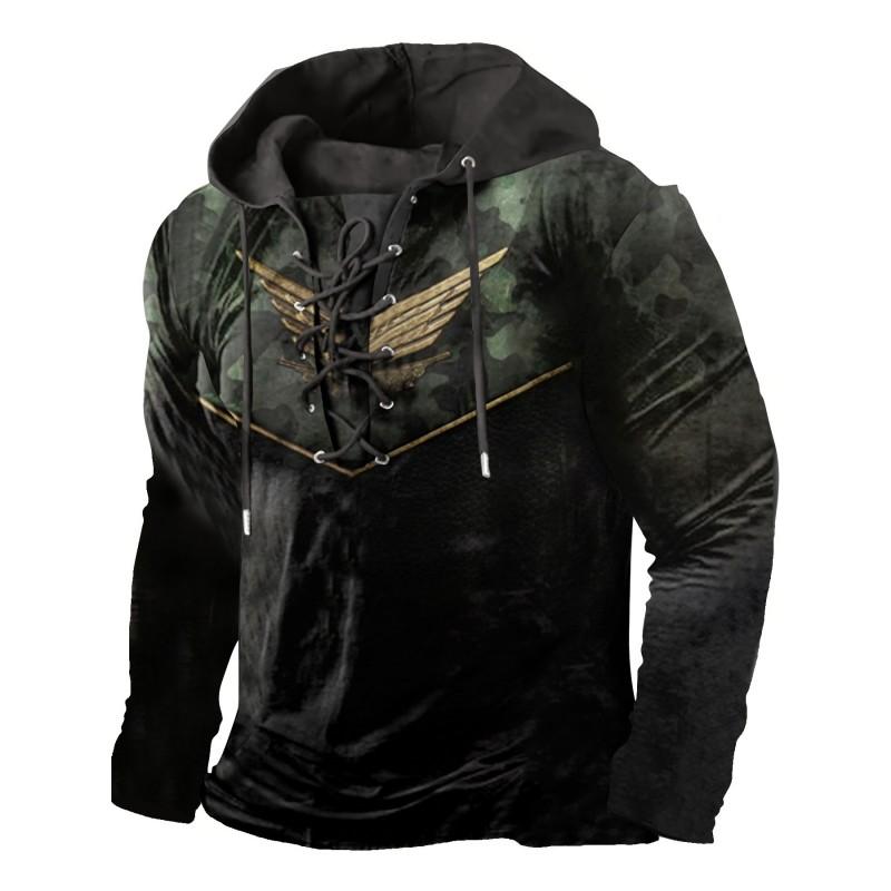 Herren Kapuzenpullover Lockerer Schnitt Mit 3D Digitalem Tierdruck Air Layer Stoff Langarm Freizeit Oberteil Alles