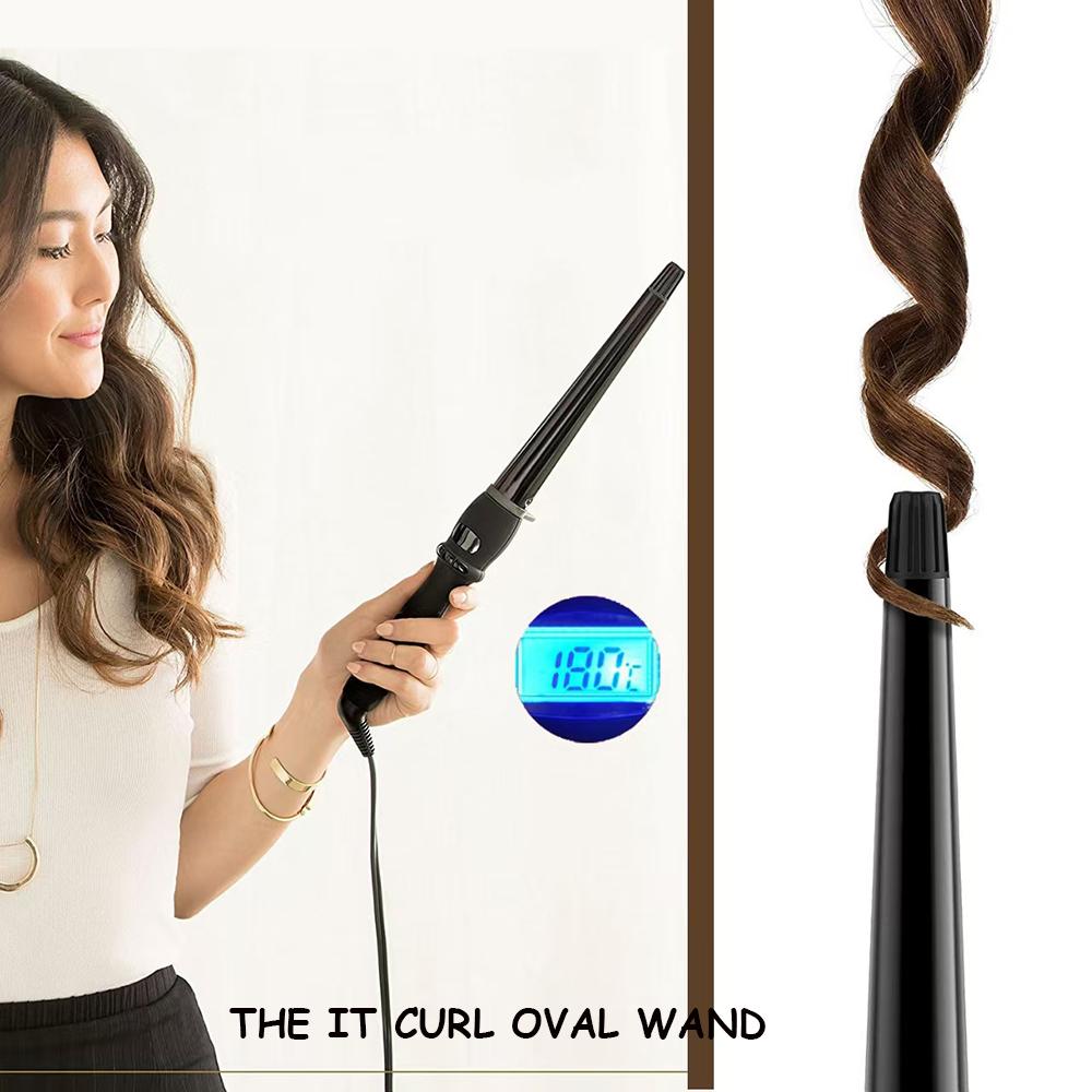 Haarwelle Haarkräuselung Birnenblütenkegel Coiffure Keramik-Lockenstab für Haarstab LCD-Anzeige Haarstyling-Geräte