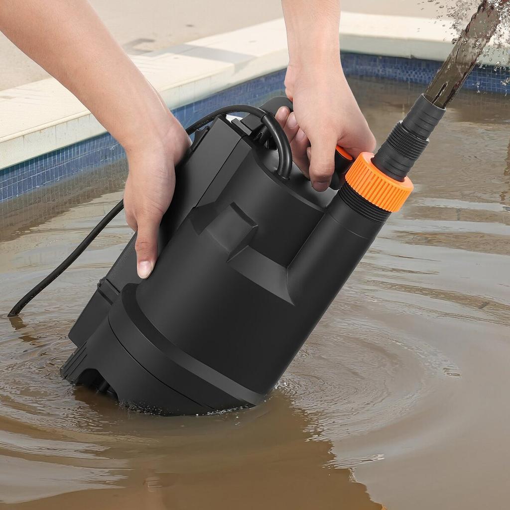 690W Submersible Sump Pump, 17500 L/H, PP-GF20 Submersible Sewage Dirty Clean Water Pump with Automatic Float Switch, Long Cord, 9M Max Lift, for