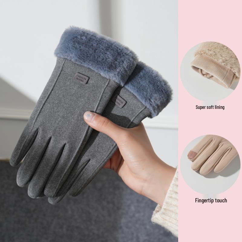 

Женские зимние велосипедные перчатки: Защита от холода, Толстые, Теплые, Милая замша, Флисовая подкладка, Ветрозащитные, Совместимые с сенсорным экраном One Size