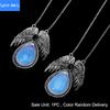 European and American Trendy Personalized Angel Wings Natural Crystal Stone Drop-shaped Pendant Necklace Jewelry