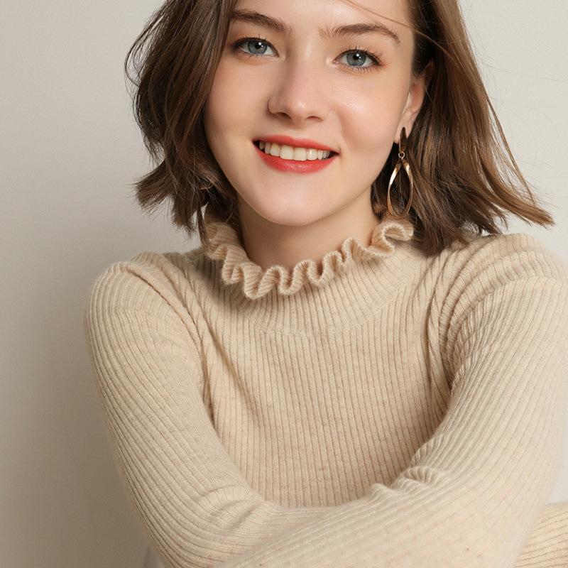 Autumn and Winter Semi-high Neck Women's Sweater Slim Long-sleeved Pullover Short Section Tight Thin Knit Sweater Bottoming Shirt