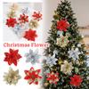 10pcs Christmas Ornament Flower 14cm Glitter Artificial Christmas Flowers Tree Ornaments For Home Wedding Decor New Year Gifts