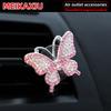 Two F Alloy Beautiful Butterfly Diamond-encrusted Sparkling Sparkling Car Air Outlet Decorations with Scented Pieces for Women